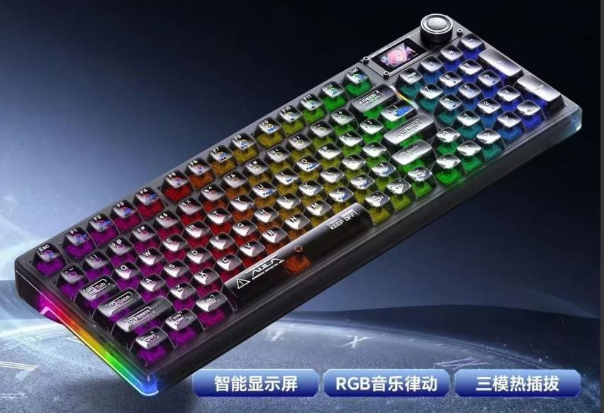 Wolf Spider Mechanical Keyboard F98pro V3 Triple Mode Black Transparent